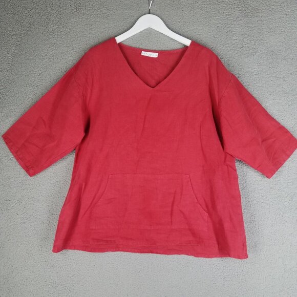 Bryn Walker Linen Blouse Women's Small Pink Oversized Lagenlook Beach Travel - Picture 1 of 11